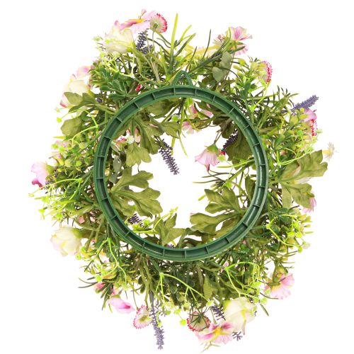 Artikel Blomkrans konstgjorda vårblommor krämrosa Ø33cm