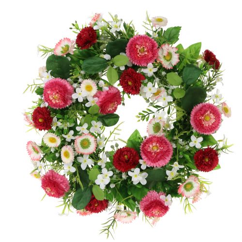 Blommakrans med Bellis rosa-vit Ø30cm