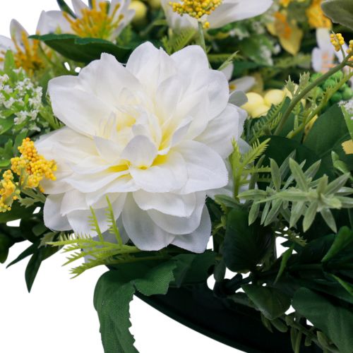 Artikel Dörrkrans väggdekoration blommor dahlior banksia vit Ø35cm