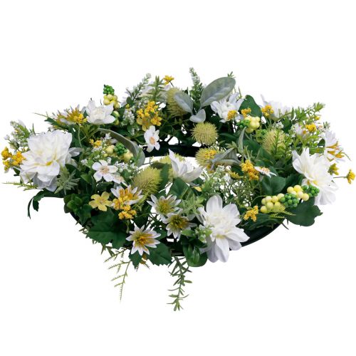 Floristik24 Dörrkrans väggdekoration blommor dahlior banksia vit Ø35cm