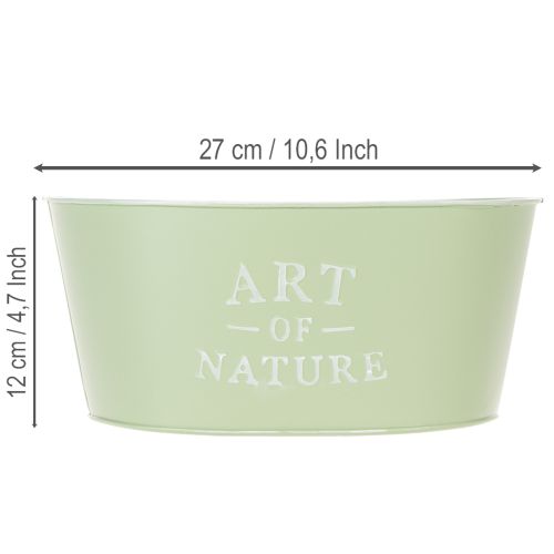 Blomskål oval zink mintgrön 27×18cm H12,5cm | Floristik24.se