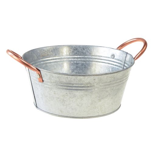 Floristik24 Blomskål rund med handtag metallskål Ø21cm H9,5cm