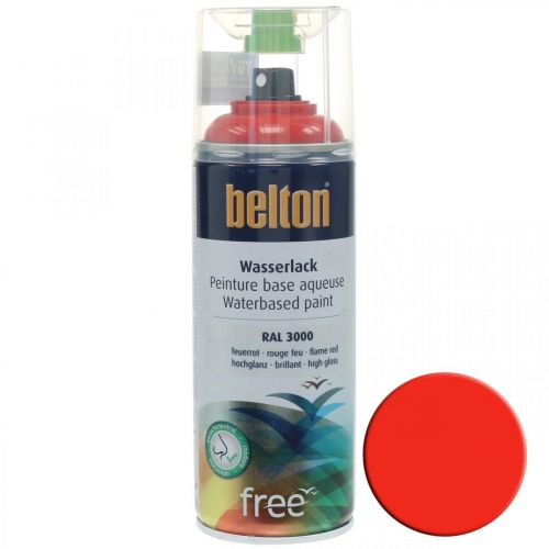 Floristik24 Belton fri vattenlack röd högblank färg spray eldröd 400ml