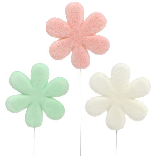Floristik24 Flower Stick Blossom Pastell Ø8,5cm 12 st