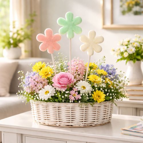 Artikel Flower Stick Blossom Pastell Ø8,5cm 12 st