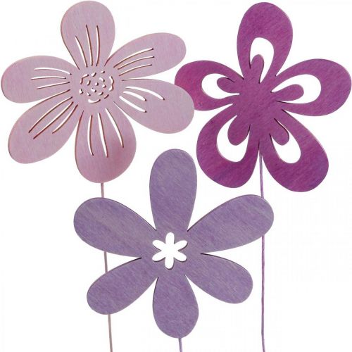 Floristik24 Trädgårdsstake Blomma Blomma Stake Violett/Lila/Rosa Ø9,5cm 15st