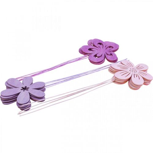 Floristik24 Trädgårdsstake Blomma Blomma Stake Violett/Lila/Rosa Ø9,5cm 15st