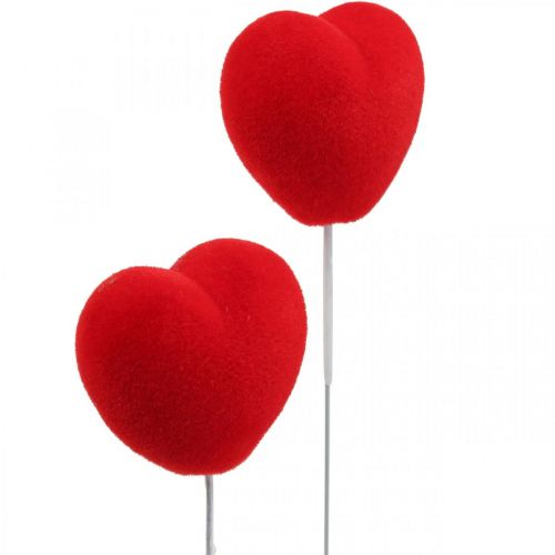 Artikel Blomplugg deco hjärta röd hjärtplugg 6x6cm H26cm 18 st