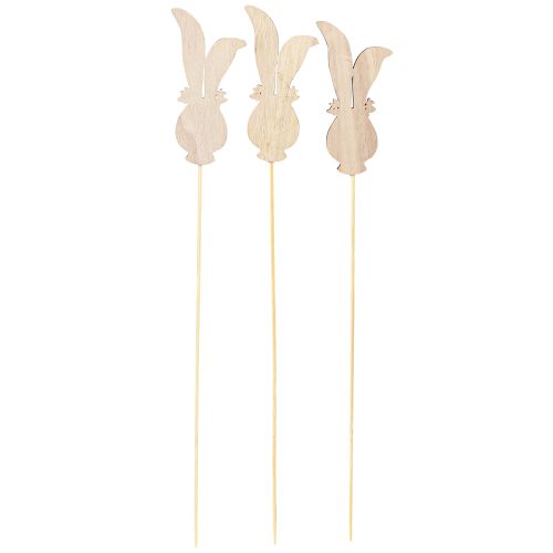 Artikel Blomplugg trä dekorativt kaninhuvud på pinne 11cm 12 st
