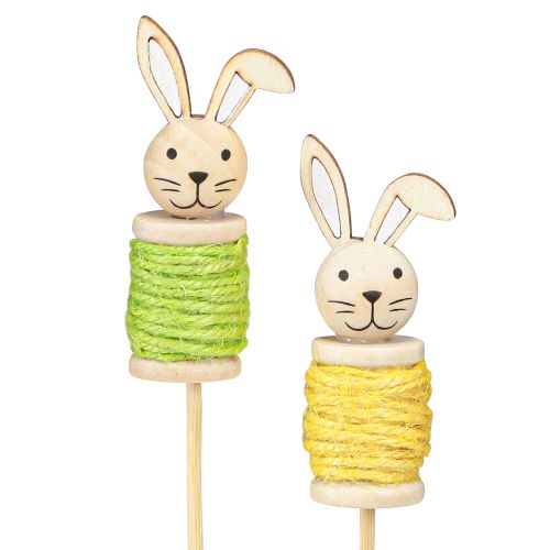 Artikel Påskblomproppar i trä Påskhare Grön Gul L32cm 8 st