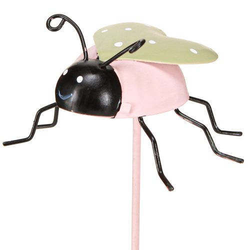 Artikel Blompinne Nyckelpiga Metall Grön Rosa 7x4cm 6 St