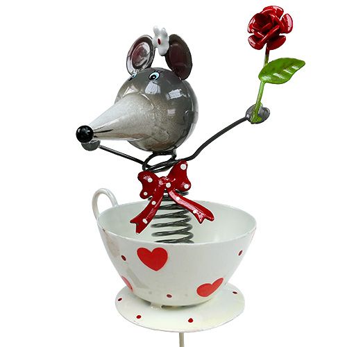Floristik24 Blomma stift mus metall 10cm L33cm 2st