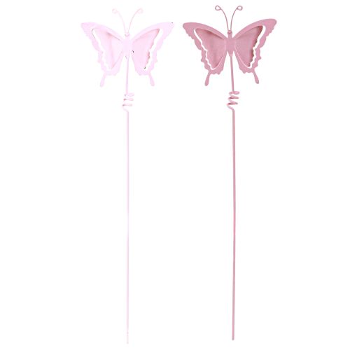 Artikel Blomplugg fjäril metall rosa L24cm 12 st