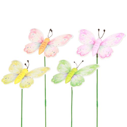 Artikel Blomplugg fjäril rosa grön orange 8x5,5cm 16 st