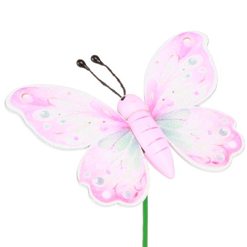 Artikel Blomplugg fjäril rosa grön orange 8x5,5cm 16 st