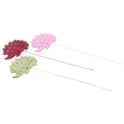 Floristik24 Blomplugg trä dekorativ plugg igelkott dekorationsfärg 10x7cm 18 st