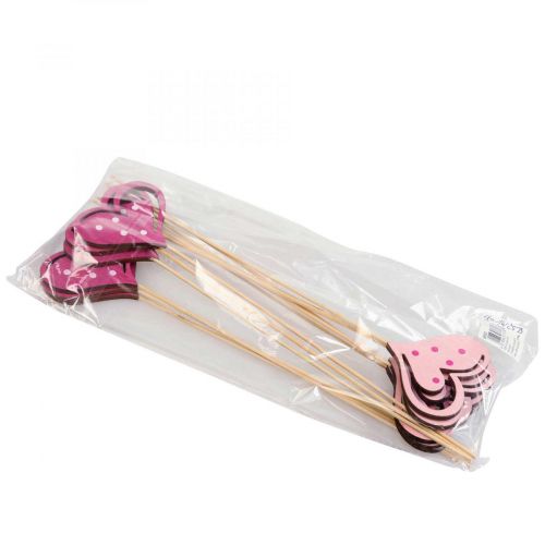 Artikel Blomplugg Mors dag dekorativ plugg hjärta rosa 7cm 12 st