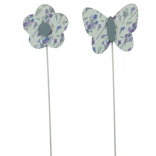 Artikel Blomplugg fjäril blomma dekorativ plugg trä 7cm 12 st