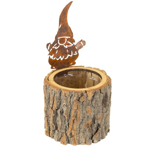 Floristik24 Blomkruka träbark planteringskärl gnome rost H24cm