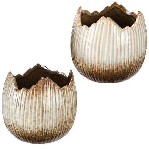 Artikel Blomkruka Keramik Egg Broken Cream Brown Ø11,5cm 2 st