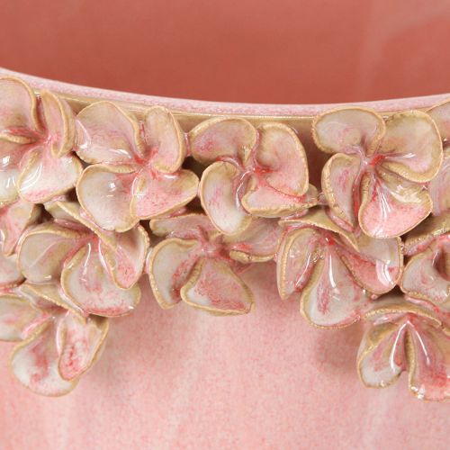 Artikel Blomkruka Keramik med Blomkant Rosa Ø19cm H16,5cm