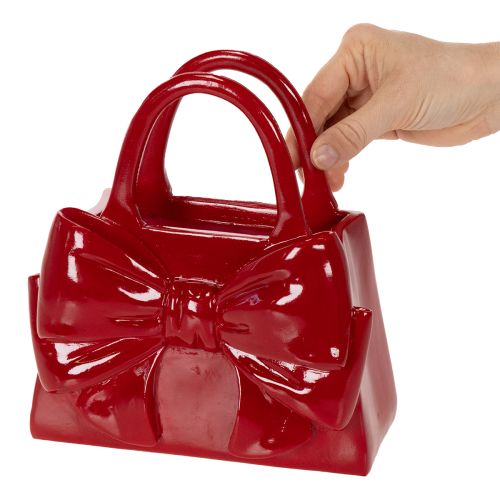 Dekorativ handväskvas med rosett, glansig, 22 cm | Floristik24.se