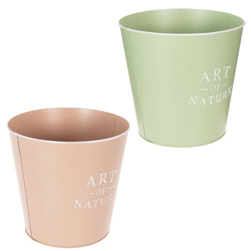 Rund dekorativ kruka i zink, set om 2, 22 cm, pastellfärger | Floristik24.se