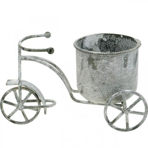 Floristik24 Blomkruka cykel metall vintage vit tvättad 24 × 13 × 14cm