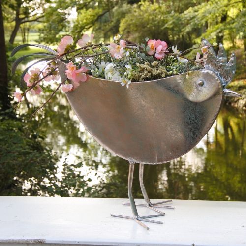 Artikel Blomkruka Kyckling Metall Fågel Metallic Rosé 51×16×37cm