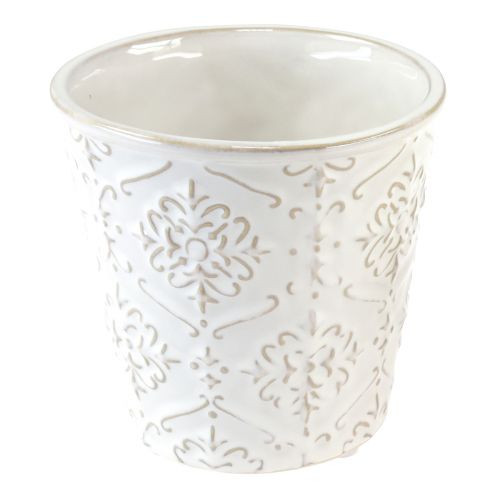 Floristik24 Blomkruka keramisk kruka vit krämbeige Ø13,5cm 2 st