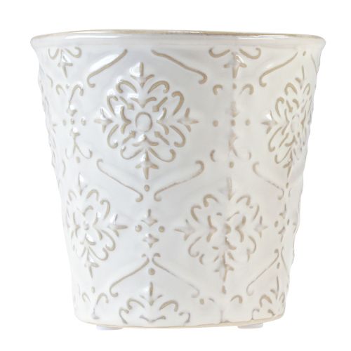 Floristik24 Blomkruka keramisk kruka vit krämbeige Ø13,5cm 2 st