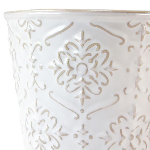Floristik24 Blomkruka keramisk kruka vit krämbeige Ø13,5cm 2 st