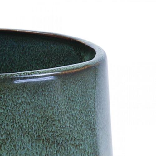 Artikel Blomkruka keramisk plantera grön sexkantig Ø10cm H9cm