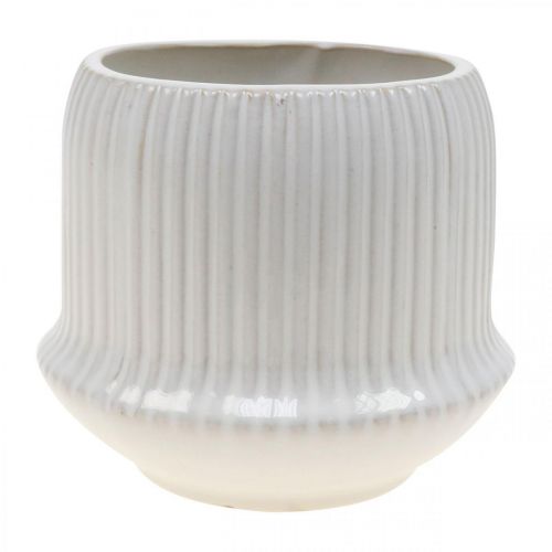 Floristik24 Blomkruka i keramik med spår vit Ø14,5cm H12,5cm
