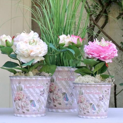 Floristik24 Blomkruka metall rosor sommar dekoration kruka Ø15cm H15,5cm