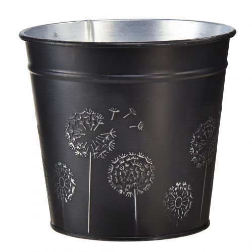 Artikel Blomkruka svart silver plantering metall Ø12,5cm H11,5cm