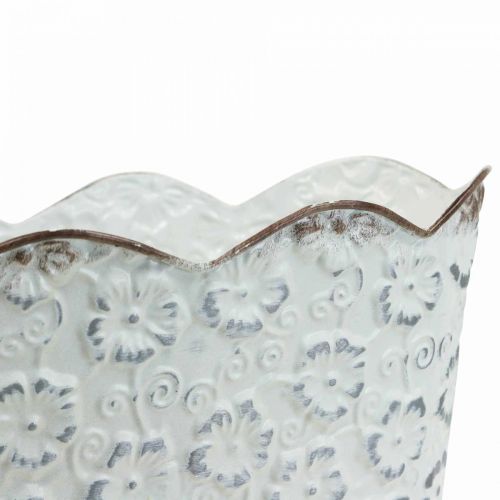 Floristik24 Växtskål vit metall cachepot växtkruka 26×14×12,5cm