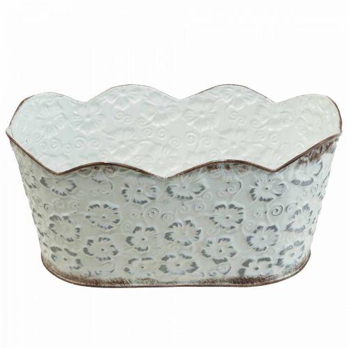 Floristik24 Växtskål vit metall cachepot växtkruka 26×14×12,5cm