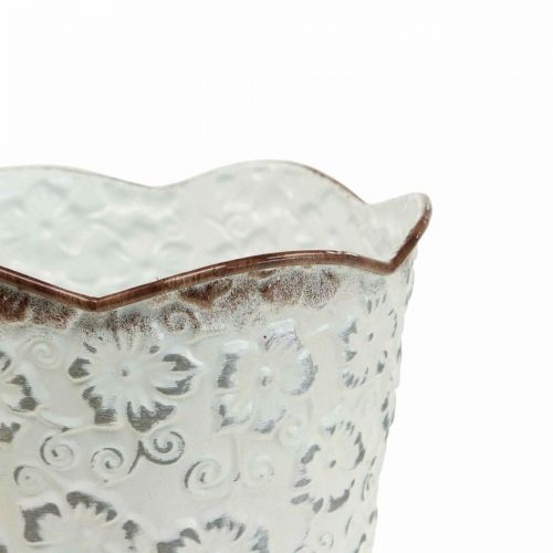 Floristik24 Blomkruka vit metall cachepot växtkruka Ø13cm H11,5cm