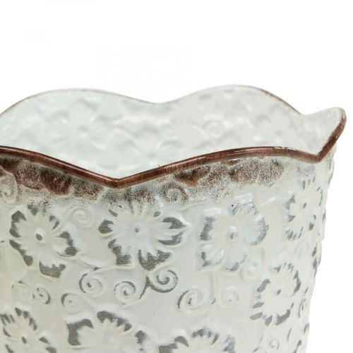 Floristik24 Blomkruka vit metall cachepot växtkruka Ø16cm H12,5cm