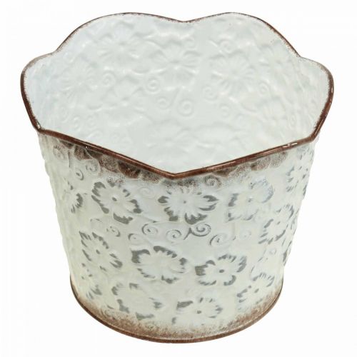 Floristik24 Blomkruka vit metall cachepot växtkruka Ø16cm H12,5cm