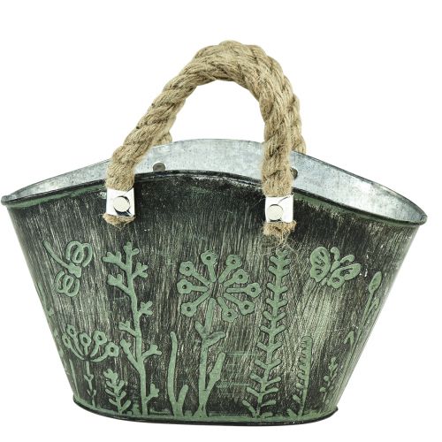 Floristik24 Blomkruka med handtag påse metalljute 19×13,5×13,5cm