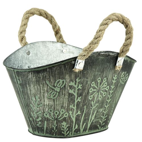 Artikel Blomkruka med handtag påse metalljute 19×13,5×13,5cm