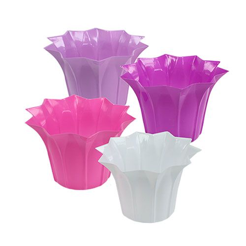 Floristik24 Plastkanna färgglad Ø15cm H10cm 10st