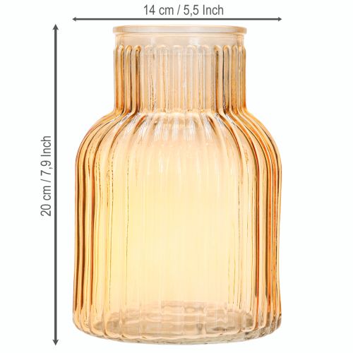 Artikel Blomvasglas i orange retrospår Ø13,5cm H20cm