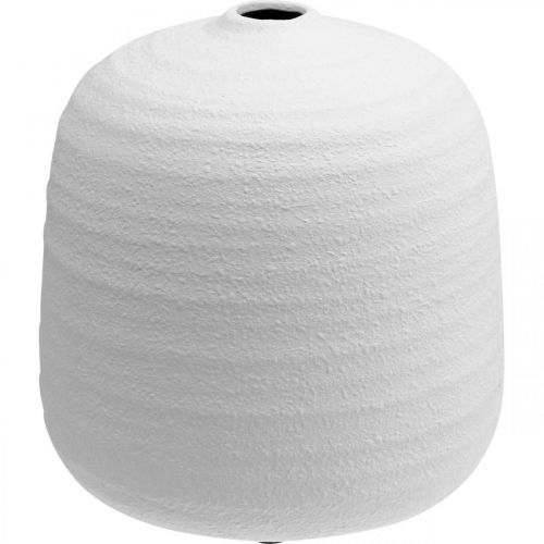 Blomvas, keramikvas, dekorativ vas vit Ø22cm H22,5cm