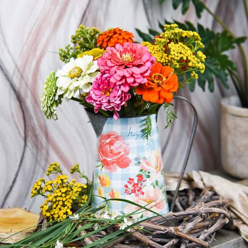 Blomma vas deco kanna metall vintage trädgård dekoration planter H23cm