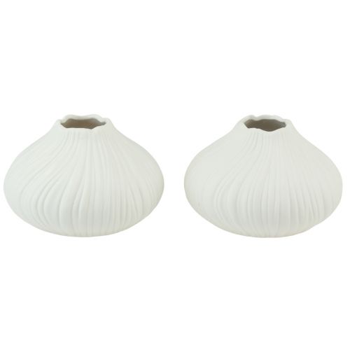 Artikel Blomvas keramisk lökform vit Ø13cm H13,5cm 2st