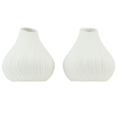 Artikel Blomvas keramisk lökform vit Ø13cm H13,5cm 2st