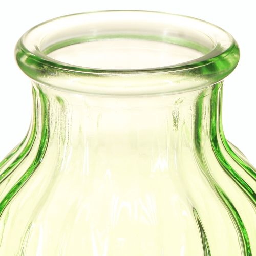 Artikel Blomvaser grön glasdekor retro Ø11cm H14,5cm 2st
